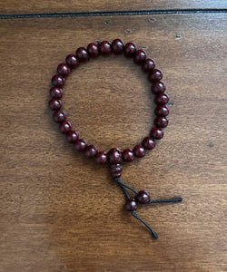 Dark Red Wood Wrist Mala, 5mm, 27 Beads