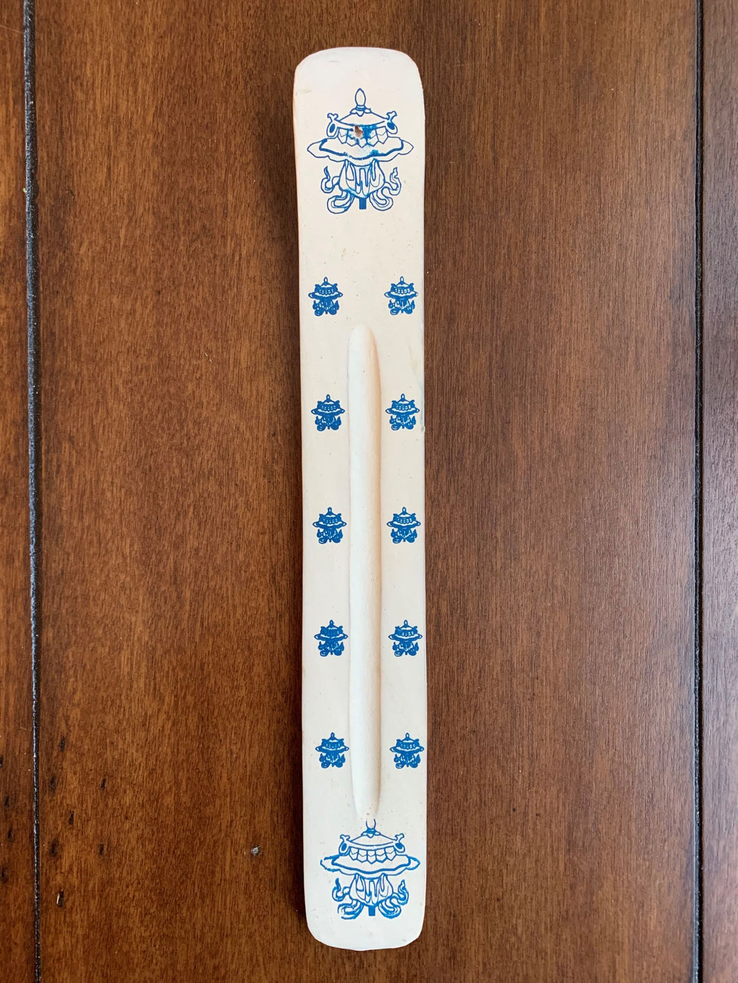 Eight Auspicious Symbols Wooden Incense Holder & Ash Catcher