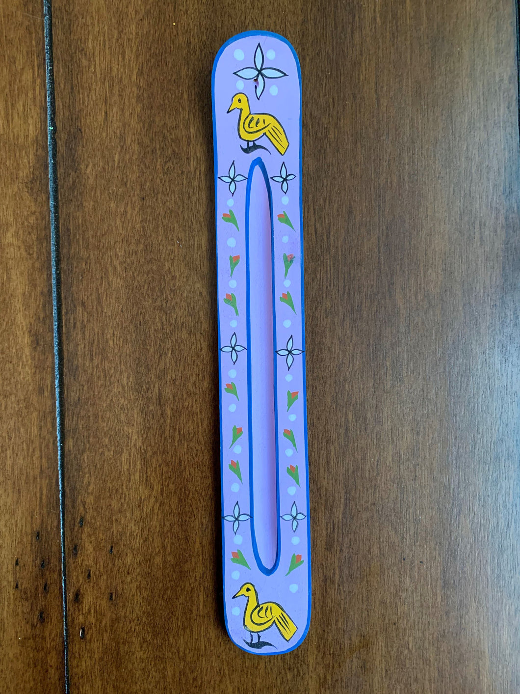 Hand-Painted Wooden Incense Holder & Ash Catcher